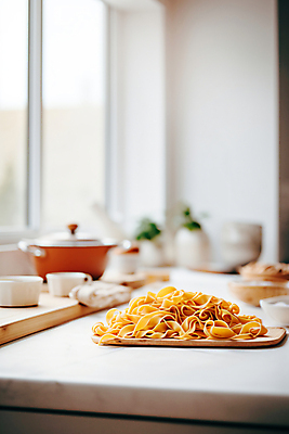 JPG 편집이미지 그릇 음식 식재료 창문 파스타 요리 사람없음 주방 냄비 디지털합성 나무도마 음식준비 파스타면 핸드메이드 홈메이드 편집실사 AI포토 AI콘텐츠 식기 도마 서양음식 목재 면류 솥 CG 준비 만들기 파일형식