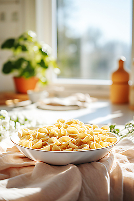 JPG 편집이미지 그릇 음식 잎 식재료 창문 파스타 요리 사람없음 천 디지털합성 음식준비 파스타면 핸드메이드 홈메이드 편집실사 AI포토 AI콘텐츠 식물 식기 서양음식 직물 면류 CG 준비 만들기 파일형식