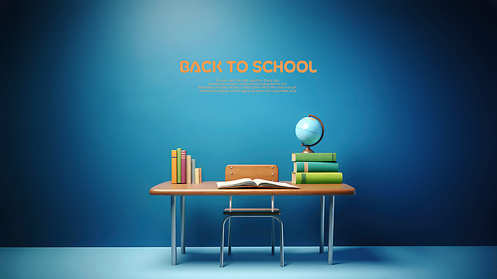 PSD 편집이미지 교육 의자 학교 사람없음 책 파란색 지구본 쌓기 책상 오브젝트 이미지편집 컬러 가구 모션 파일형식