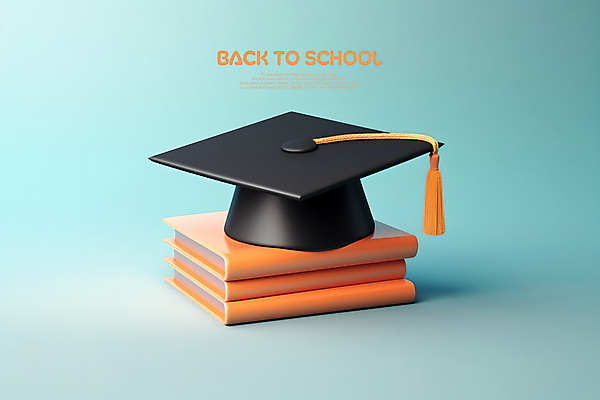 PSD 편집이미지 교육 학사모 학교 사람없음 책 쌓기 주황색 오브젝트 민트색 이미지편집 모자_잡화 컬러 졸업 모션 파일형식