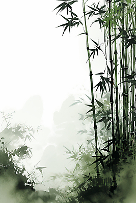 JPG 식물 일러스트 수묵화 풍경 사람없음 초록색 여름 분위기 대나무 대나무숲 국내일러스트 AI일러스트 AI콘텐츠 나무 계절 컬러 컨셉 미술 숲 파일형식
