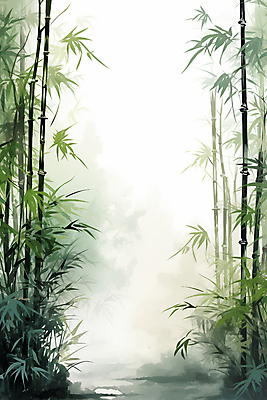 JPG 식물 일러스트 수묵화 풍경 사람없음 초록색 여름 분위기 대나무 대나무숲 국내일러스트 AI일러스트 AI콘텐츠 나무 계절 컬러 컨셉 미술 숲 파일형식