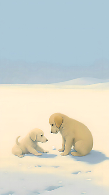 JPG 하늘색 두마리 겨울 일러스트 하늘 산 풍경 사람없음 설원 추위 눈 개 강아지 눈덮임 국내일러스트 AI일러스트 AI콘텐츠 자연요소 계절 컨셉 2 포유류 날씨 눈_날씨 파란색 반려동물 파일형식