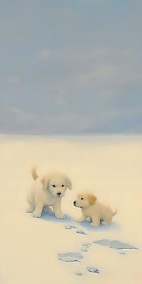 JPG 하늘색 두마리 겨울 일러스트 하늘 풍경 사람없음 설원 추위 눈 개 강아지 눈덮임 국내일러스트 AI일러스트 AI콘텐츠 자연요소 계절 컨셉 2 포유류 날씨 눈_날씨 파란색 반려동물 파일형식