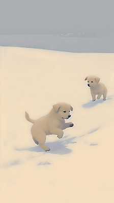 JPG 하늘색 두마리 겨울 일러스트 하늘 풍경 사람없음 설원 추위 눈 개 강아지 눈덮임 국내일러스트 AI일러스트 AI콘텐츠 자연요소 계절 컨셉 2 포유류 날씨 눈_날씨 파란색 반려동물 파일형식