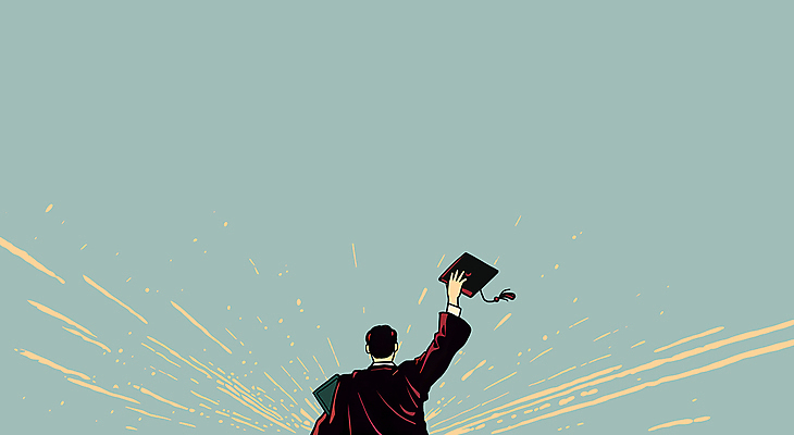 PSD 학생 남자 일러스트 학사모 졸업 학교 졸업식 졸업생 한명 들기 상반신 졸업가운 민트색 남자한명만 국내일러스트 모자_잡화 1 교육 컬러 모션 사람 가운 남자만 파일형식