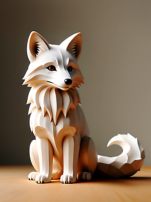 JPG 동물 편집이미지 조각 사람없음 목재 조각상 피규어 디지털합성 여우 편집소스 이미지편집 편집실사 AI포토 AI콘텐츠 나무 재료 포유류 조형물 미니어처 CG 파일형식