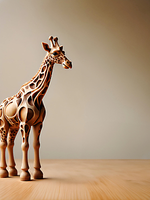 JPG 동물 편집이미지 조각 사람없음 목재 조각상 피규어 기린 디지털합성 편집소스 이미지편집 편집실사 AI포토 AI콘텐츠 나무 재료 포유류 조형물 미니어처 CG 파일형식