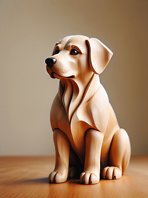 JPG 동물 편집이미지 조각 사람없음 목재 조각상 피규어 개 디지털합성 편집소스 이미지편집 편집실사 AI포토 AI콘텐츠 나무 재료 포유류 조형물 미니어처 CG 파일형식