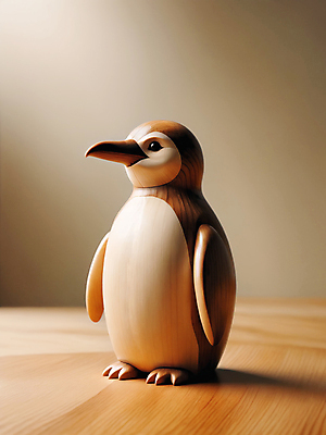 JPG 동물 편집이미지 조각 사람없음 목재 조각상 피규어 디지털합성 펭귄 편집소스 이미지편집 편집실사 AI포토 AI콘텐츠 나무 재료 조류 조형물 미니어처 CG 파일형식