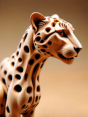 JPG 동물 편집이미지 조각 사람없음 목재 조각상 피규어 디지털합성 치타 편집소스 이미지편집 편집실사 AI포토 AI콘텐츠 나무 재료 포유류 조형물 미니어처 CG 파일형식