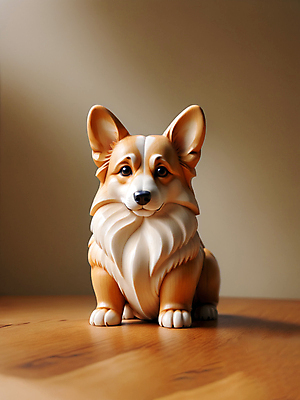 JPG 동물 편집이미지 조각 사람없음 목재 조각상 피규어 개 디지털합성 웰시코기 편집소스 이미지편집 편집실사 AI포토 AI콘텐츠 나무 재료 포유류 조형물 미니어처 CG 파일형식