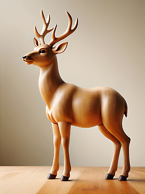 JPG 동물 편집이미지 조각 사슴 사람없음 목재 조각상 피규어 디지털합성 편집소스 이미지편집 편집실사 AI포토 AI콘텐츠 나무 재료 포유류 조형물 미니어처 CG 파일형식