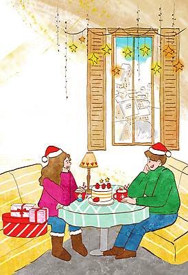 전신 PSD 커플 여자 남자 별 음료 크리스마스장식 크리스마스 데이트 일러스트 산타모자 창문 탁자 티타임 휴식 앉기 성인 두명 건물 선물상자 소파 케이크 턱괴기 카페 스탠드 커피잔 가랜드 성인만 국내일러스트 자연요소 모자_잡화 건축물 기념일 커피 가구 컨셉 의자 관계 모션 디저트 조명 잔 선물 사람 상자 상점 파티용품 파일형식