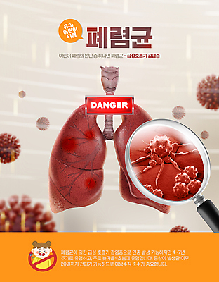 PSD 편집이미지 여자 어린이 돋보기 한명 소녀 빨간색 주황색 긴급 허파 바이러스 사회이슈 호흡기질환 폐렴 기침 소녀한명만 이미지편집 1 컬러 컨셉 사람 호흡기관 질병 여자한명만 소녀만 파일형식