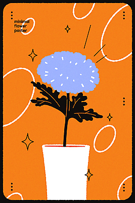꽃 포스터 일러스트 사람없음 그래픽 반짝임 꽃병 주황색 원형 미니멀 국내일러스트 AI파일 도형 식물 컬러 모션 파일형식 벡터