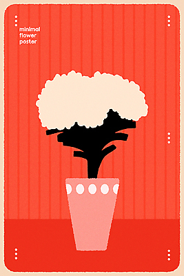 꽃 포스터 일러스트 사람없음 그래픽 빨간색 꽃병 미니멀 국내일러스트 AI파일 식물 컬러 파일형식 벡터
