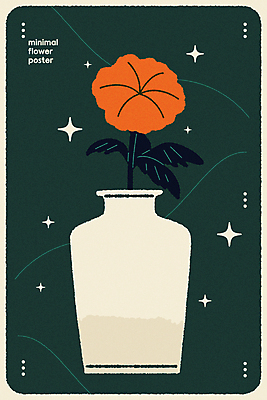 꽃 포스터 곡선 일러스트 사람없음 그래픽 초록색 반짝임 꽃병 검은색 미니멀 국내일러스트 AI파일 식물 선 컬러 모션 파일형식 벡터