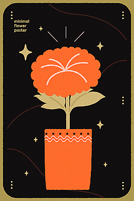 꽃 포스터 일러스트 사람없음 그래픽 반짝임 꽃병 검은색 미니멀 국내일러스트 AI파일 식물 컬러 모션 파일형식 벡터