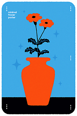 꽃 포스터 일러스트 사람없음 그래픽 파란색 반짝임 꽃병 미니멀 국내일러스트 AI파일 식물 컬러 모션 파일형식 벡터