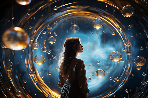 JPG 편집이미지 여자 미래 한명 상반신 성인 빛 어둠 물방울 원형 신비 디지털합성 가상공간 의료성형뷰티 몽환 증강현실 성인여자한명만 이미지편집 편집실사 AI인물포토 AI콘텐츠 도형 1 컨셉 사람 CG 여자한명만 성인여자만 파일형식 AI포토