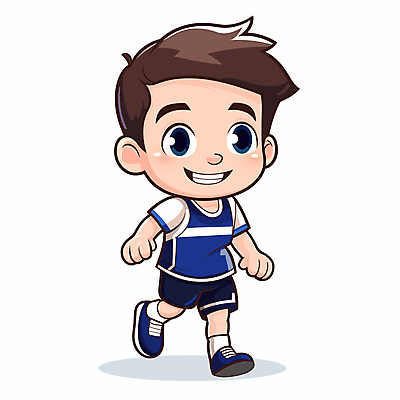 전신 캐릭터 남자 어린이 일러스트 한명 미소 웃음 소년 운동복 달리기 육상스포츠 러닝 소년한명만 일러캐릭터 AI파일 1 옷 스포츠 모션 표정 사람 남자한명만 소년만 파일형식 벡터