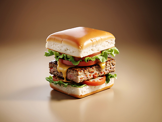 JPG 편집이미지 추상 패스트푸드 서양음식 사람없음 3D 햄버거 큐브 디지털합성 오브젝트 정사각형 편집소스 편집3D AI컴퓨터그래픽 AI콘텐츠 도형 음식 무늬 인스턴트 파일형식