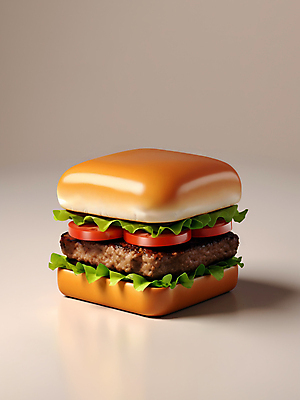 JPG 편집이미지 추상 패스트푸드 서양음식 사람없음 3D 햄버거 큐브 디지털합성 오브젝트 정사각형 편집소스 편집3D AI컴퓨터그래픽 AI콘텐츠 도형 음식 무늬 인스턴트 파일형식