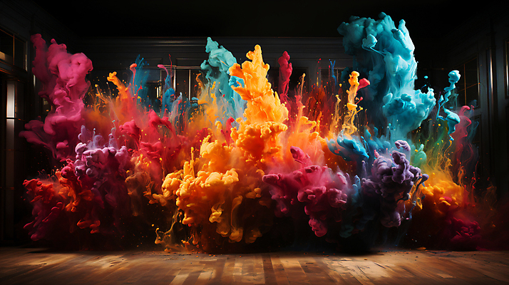 JPG 편집이미지 백그라운드 사람없음 컬러풀 표현 폭발 가루 스플래쉬 더스트파티클 이미지편집 편집실사 AI컴퓨터그래픽 AI콘텐츠 컬러 CG 파일형식
