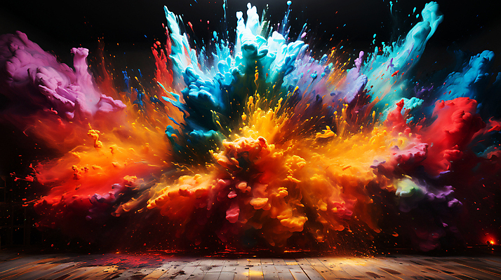 JPG 편집이미지 백그라운드 사람없음 컬러풀 표현 폭발 가루 스플래쉬 더스트파티클 이미지편집 편집실사 AI컴퓨터그래픽 AI콘텐츠 컬러 CG 파일형식