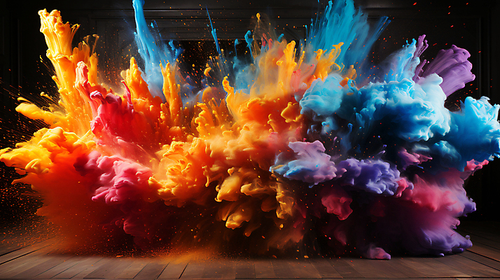 JPG 편집이미지 백그라운드 사람없음 컬러풀 표현 폭발 가루 스플래쉬 더스트파티클 이미지편집 편집실사 AI컴퓨터그래픽 AI콘텐츠 컬러 CG 파일형식
