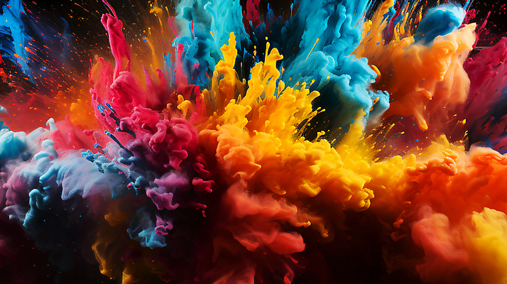 JPG 편집이미지 백그라운드 사람없음 컬러풀 표현 폭발 가루 스플래쉬 더스트파티클 이미지편집 편집실사 AI컴퓨터그래픽 AI콘텐츠 컬러 CG 파일형식