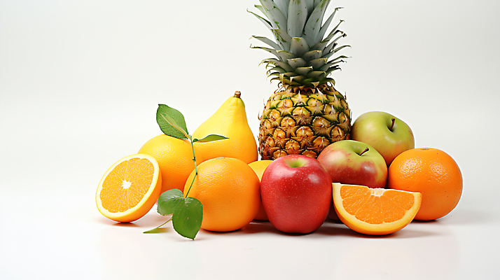 JPG 편집이미지 잎 오렌지 과일 단면 사람없음 다양 신선 배 사과 파인애플 편집실사 AI포토 AI콘텐츠 식물 다수 CG 열대과일 파일형식