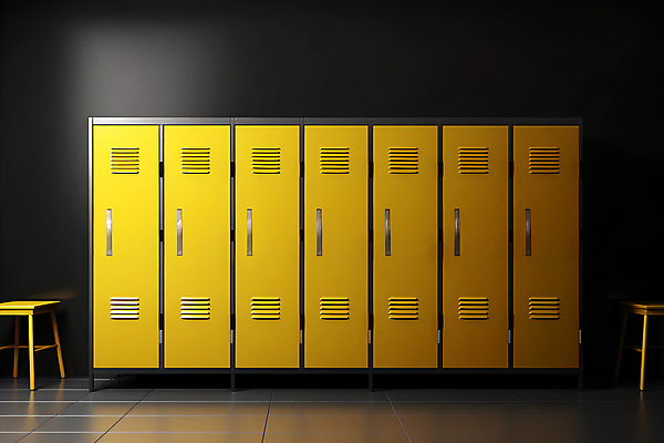 JPG 편집이미지 사람없음 노란색 검은색 공간 사물함 캐비닛 저장 보관소 편집실사 AI포토 AI콘텐츠 컬러 CG 파일형식