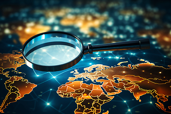 JPG 편집이미지 지구 지도 돋보기 사람없음 세계 글로벌 네트워크 연결 디지털합성 이미지편집 편집실사 AI컴퓨터그래픽 AI콘텐츠 CG 파일형식