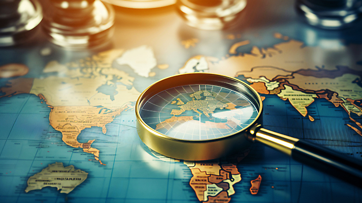 JPG 편집이미지 지구 지도 돋보기 사람없음 세계 글로벌 네트워크 연결 디지털합성 이미지편집 편집실사 AI컴퓨터그래픽 AI콘텐츠 CG 파일형식