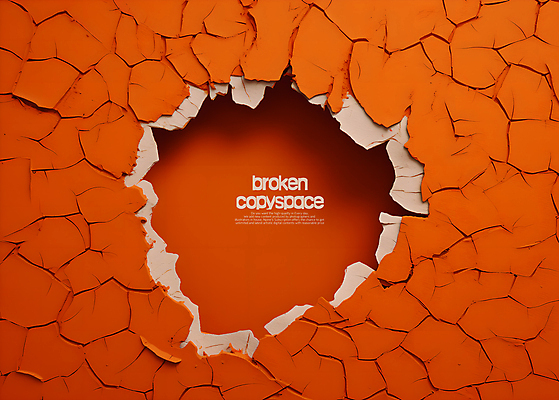 PSD 편집이미지 프레임 사람없음 주황색 손상 구멍 균열 깨짐 카피스페이스 이미지편집 컬러 컨셉 모션 공백 파일형식
