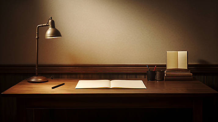 JPG 편집 편집이미지 사람없음 갈색 공책 스탠드 서재 작가 책상 편집실사 AI포토 AI콘텐츠 직업 컬러 가구 문구용품 조명 CG 파일형식