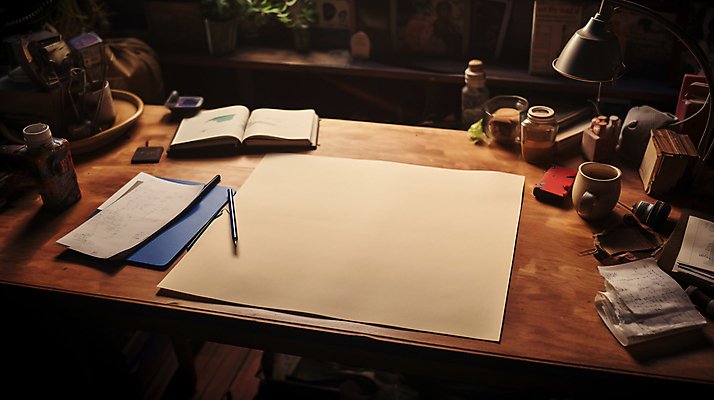 JPG 편집 편집이미지 종이 사람없음 펜 갈색 공책 서재 작가 책상 편집실사 AI포토 AI콘텐츠 직업 컬러 가구 문구용품 필기구 CG 파일형식