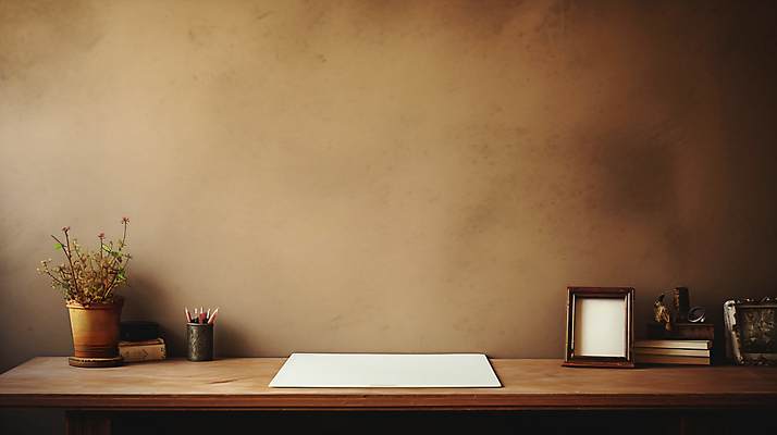 JPG 편집 편집이미지 액자 사람없음 갈색 꽃병 공책 서재 작가 책상 편집실사 AI포토 AI콘텐츠 직업 꽃 컬러 가구 문구용품 CG 파일형식