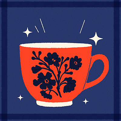 꽃무늬 일러스트 티타임 사람없음 컵 빨간색 반짝임 빈티지 낙서 찻잔 남색 미니멀 키치 국내일러스트 AI파일 식기 꽃 컬러 컨셉 무늬 모션 휴식 잔 파일형식 벡터