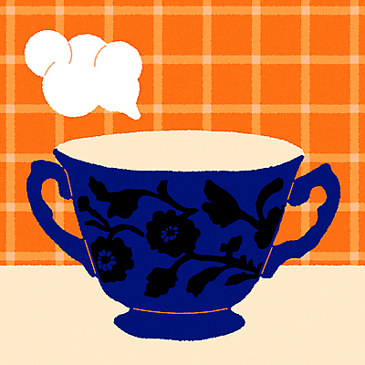 꽃무늬 일러스트 티타임 사람없음 컵 주황색 빈티지 연기 낙서 찻잔 남색 체크무늬 미니멀 키치 국내일러스트 AI파일 식기 꽃 컬러 컨셉 무늬 휴식 잔 파일형식 벡터