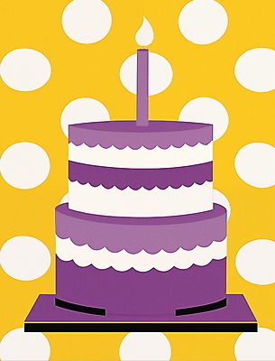 JPG 일러스트 촛불 사람없음 노란색 케이크 보라색 축하 빈티지 생일 생일케이크 복고 키치 국내일러스트 AI일러스트 AI콘텐츠 카드프레임 기념일 컬러 컨셉 초 디저트 프레임 파일형식