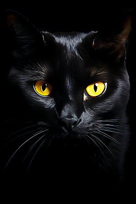 JPG 동물 편집이미지 한마리 응시 사람없음 노란색 검은색 고양이 어둠 편집실사 AI포토 AI콘텐츠 1 시선 컬러 포유류 반려동물 CG 파일형식