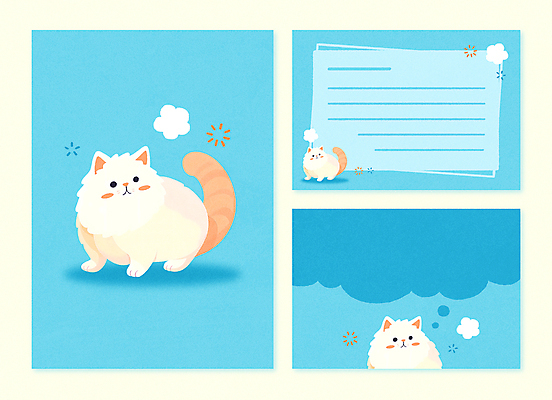 PSD 동물 꽃 동물캐릭터 말풍선 생각 일러스트 사람없음 파란색 세트 귀여움 고양이 편지지 엽서 팬시 아기자기 국내일러스트 일러캐릭터 카드프레임 식물 캐릭터 컬러 컨셉 포유류 프레임 반려동물 편지 파일형식