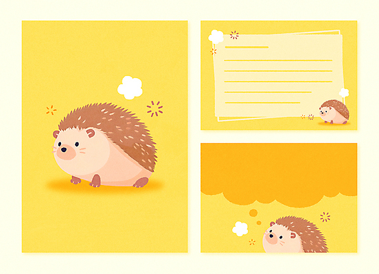 PSD 동물 꽃 동물캐릭터 말풍선 생각 일러스트 사람없음 세트 노란색 귀여움 편지지 엽서 팬시 고슴도치 아기자기 국내일러스트 일러캐릭터 카드프레임 식물 캐릭터 컬러 컨셉 포유류 프레임 편지 파일형식