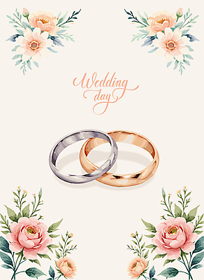 꽃 결혼 잎 일러스트 캘리그라피 사람없음 축하 결혼반지 결혼소품 국내일러스트 AI파일 식물 컨셉 이벤트 반지 오브젝트 파일형식 벡터