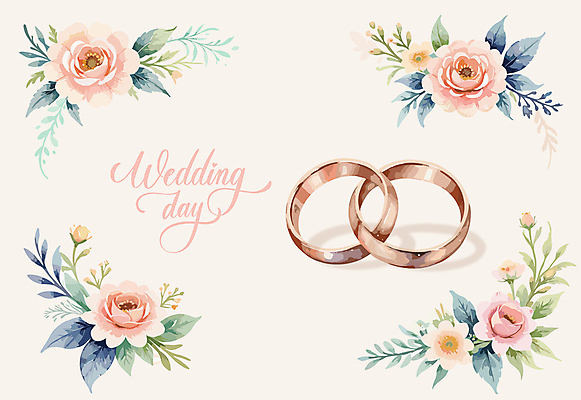 꽃 줄기 결혼 잎 일러스트 캘리그라피 사람없음 축하 결혼반지 결혼소품 국내일러스트 AI파일 식물 컨셉 이벤트 반지 오브젝트 파일형식 벡터