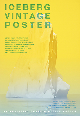 PSD 포스터 겨울 일러스트 자연 타이포그라피 사람없음 노란색 추위 빙하 국내일러스트 문자 계절 컬러 생태계 파일형식