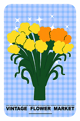 꽃 포스터 일러스트 사람없음 반짝임 컬러풀 빈티지 화려 체크무늬 국내일러스트 AI파일 식물 컬러 컨셉 무늬 모션 파일형식 벡터